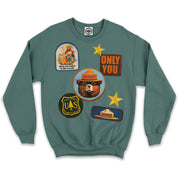 Smokey Bear Patches Unisex Crew Sweatshirt