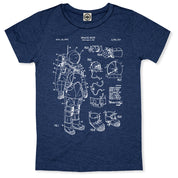 NASA Astronaut Space Suit Patent Kid's T-Shirt in Heather Navy