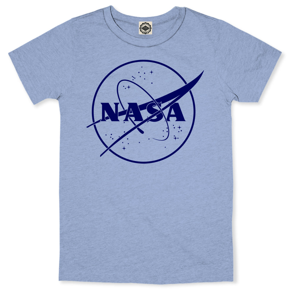 NASA 1 Color Logo Men's T-Shirt in Heather Blue