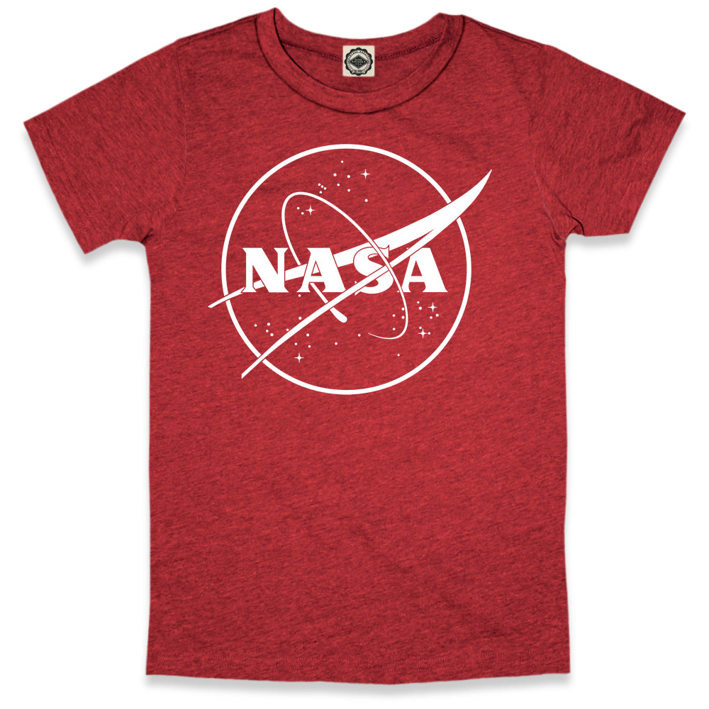 NASA 1 Color Logo Kid's T-Shirt in Heather Red
