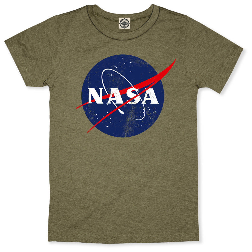 Official NASA Logo Men's T-Shirt in Heather Army
