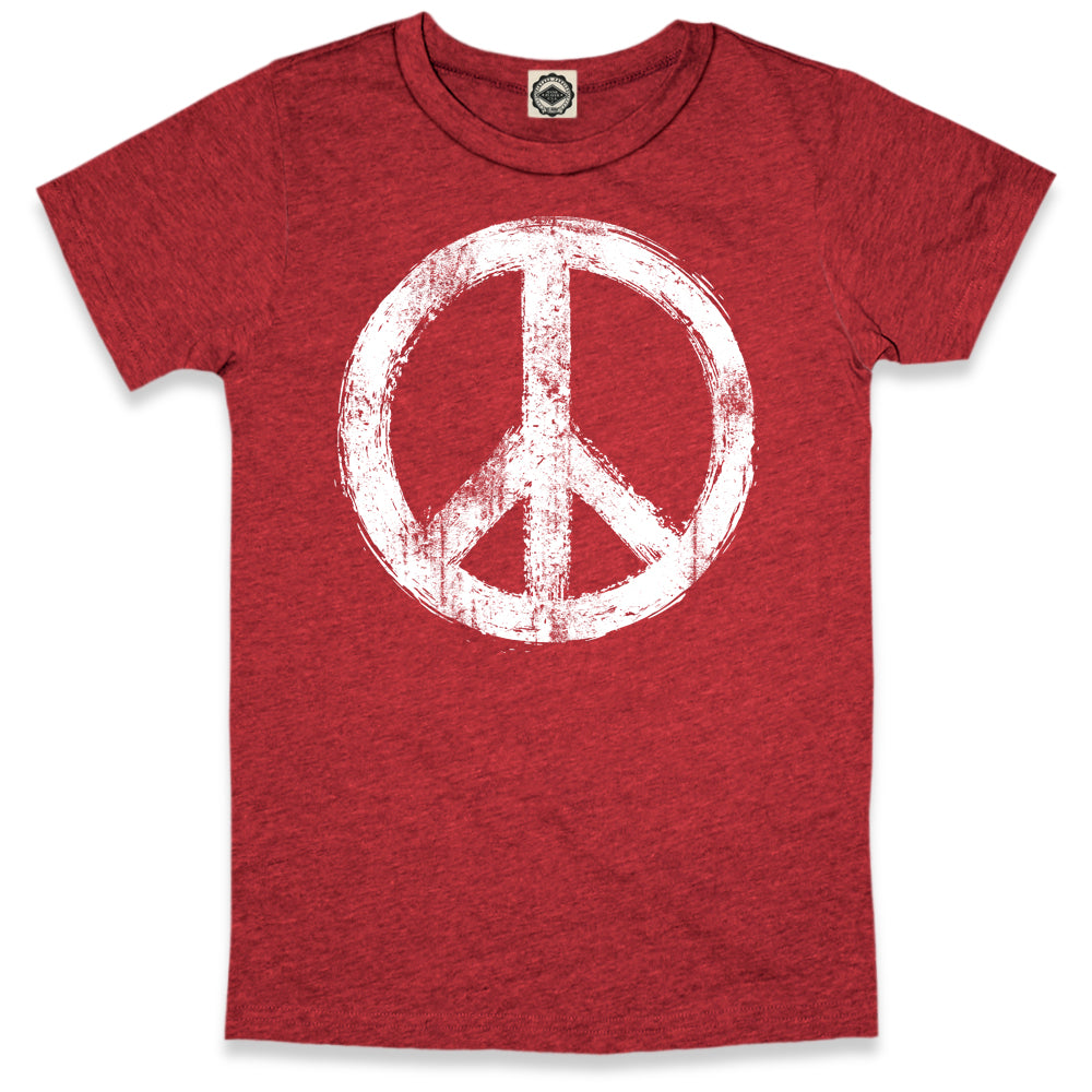 Peace Sign Kid's T-Shirt in Heather Red