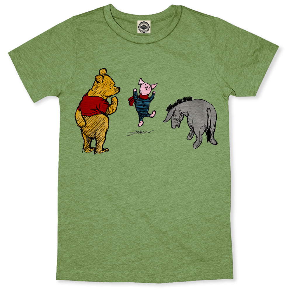 Winnie-The-Pooh, Piglet & Eeyore Men's T-Shirt in Heather Green