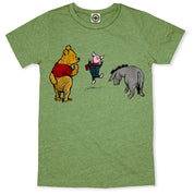 Winnie-The-Pooh, Piglet & Eeyore Men's T-Shirt in Heather Green
