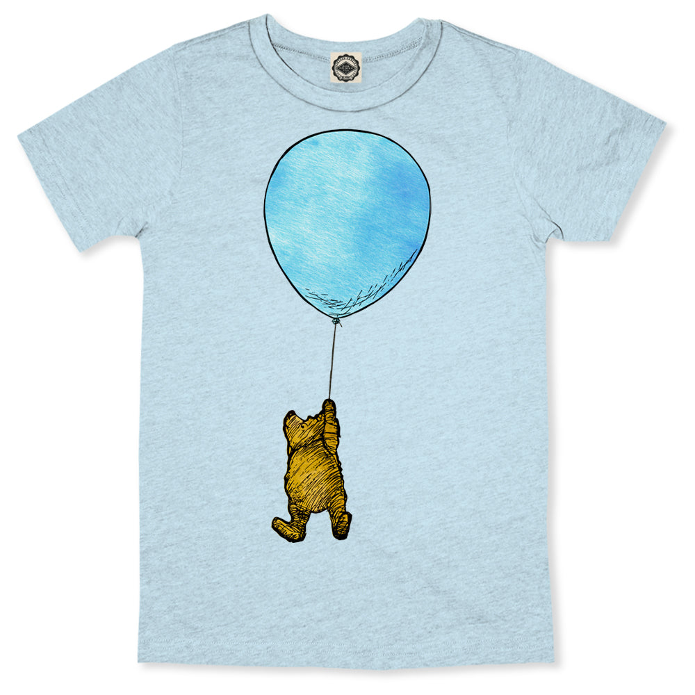 Winnie-The-Pooh With Balloon Kid's T-Shirt in Heather Ice Blue