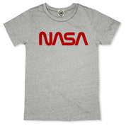 NASA Retro Worm Logo Kid's T-Shirt in Grey
