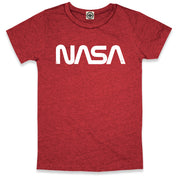 NASA Retro Worm Logo Kid's T-Shirt in Heather Red