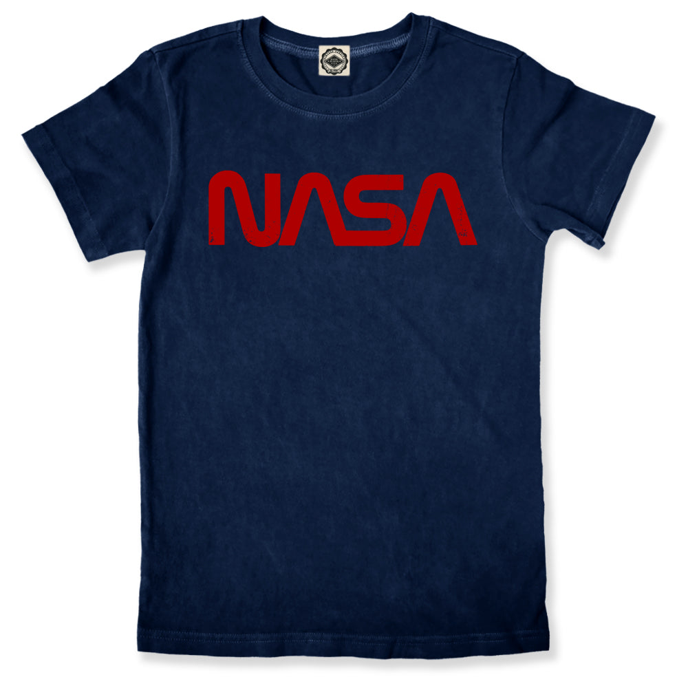 NASA Retro Worm Logo Men's T-Shirt in Navy