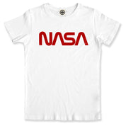 NASA Retro Worm Logo Kid's T-Shirt in White