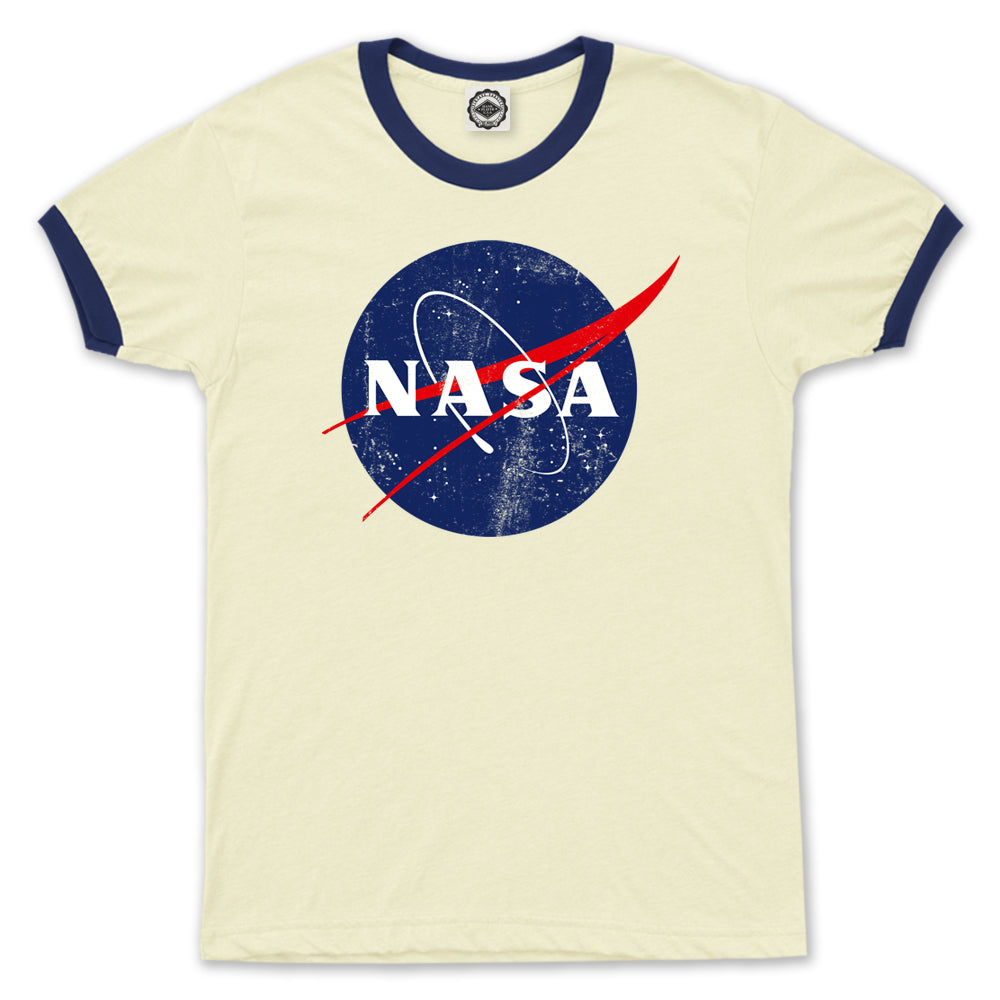 Official NASA Logo Men's Ringer T-Shirt in Cream