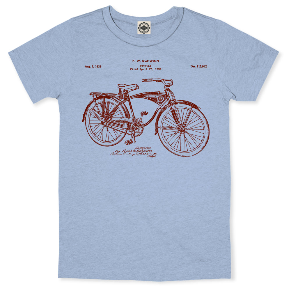 Schwinn Bicycle Patent Men's T-Shirt in Heather Blue