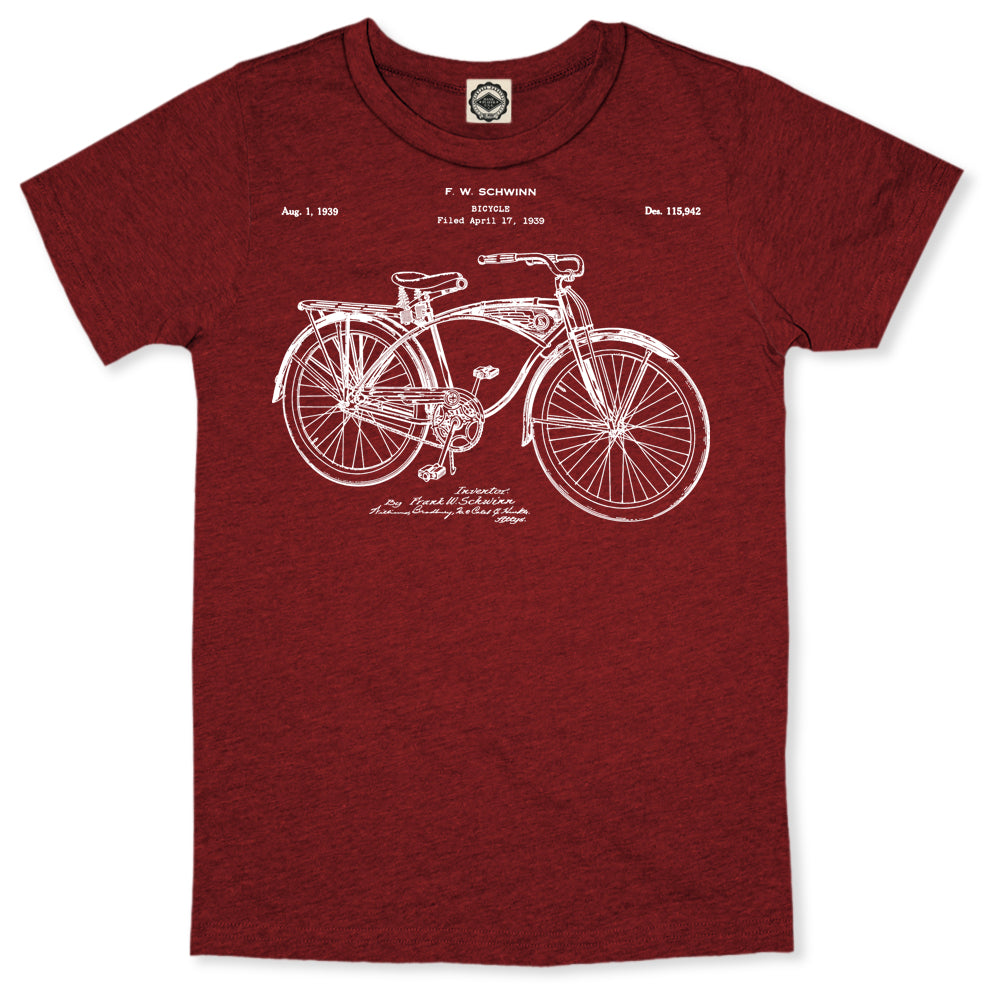 Schwinn Bicycle Patent Men's T-Shirt in Heather Burgundy