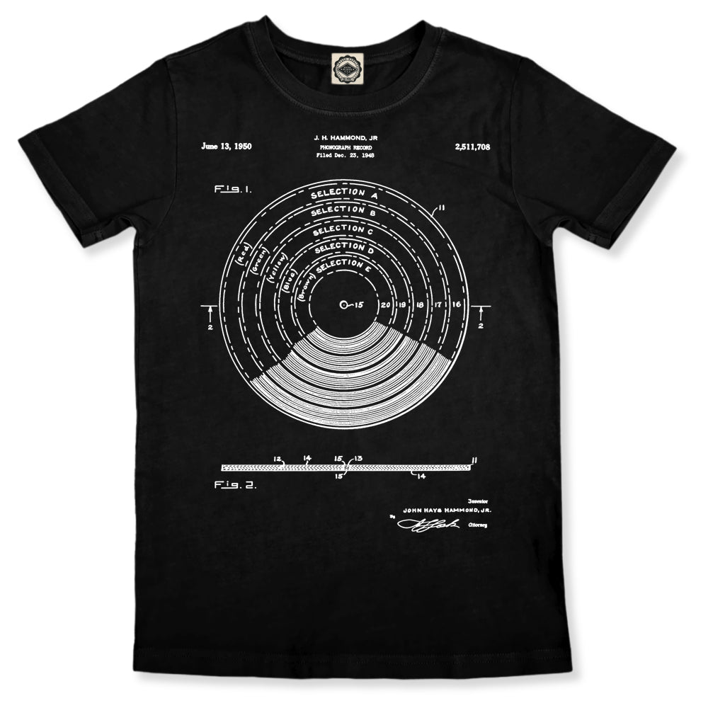 Vinyl Record Patent Men's T-Shirt in Black