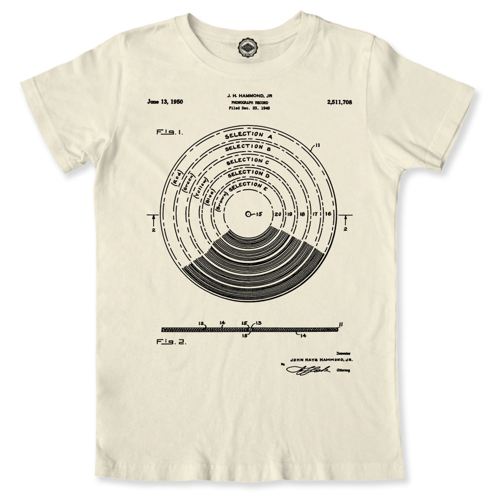 Vinyl Record Patent Men's T-Shirt in Cream