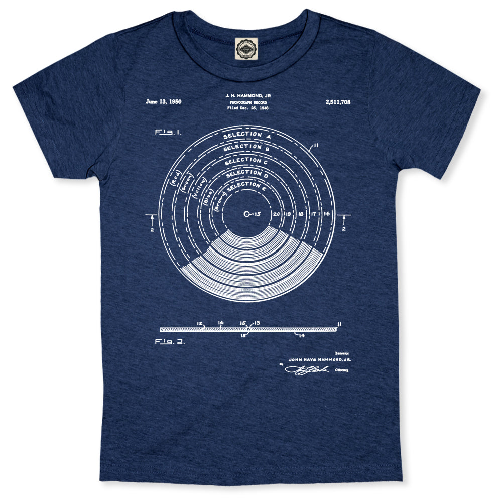 Vinyl Record Patent Men's T-Shirt in Heather Navy