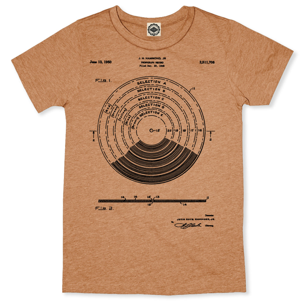 Vinyl Record Patent Men's T-Shirt in Heather Sunset