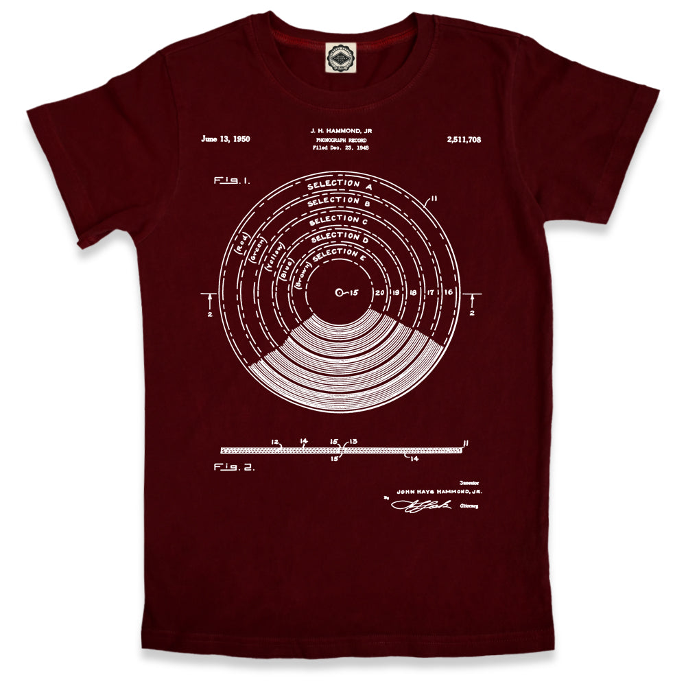 Vinyl Record Patent Men's T-Shirt in Maroon