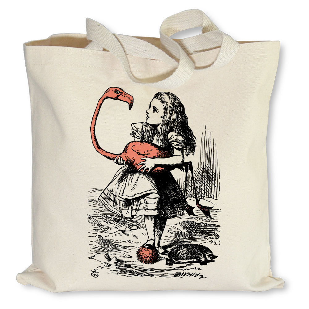 Alice In Wonderland Tote Bag in Natural Cloth