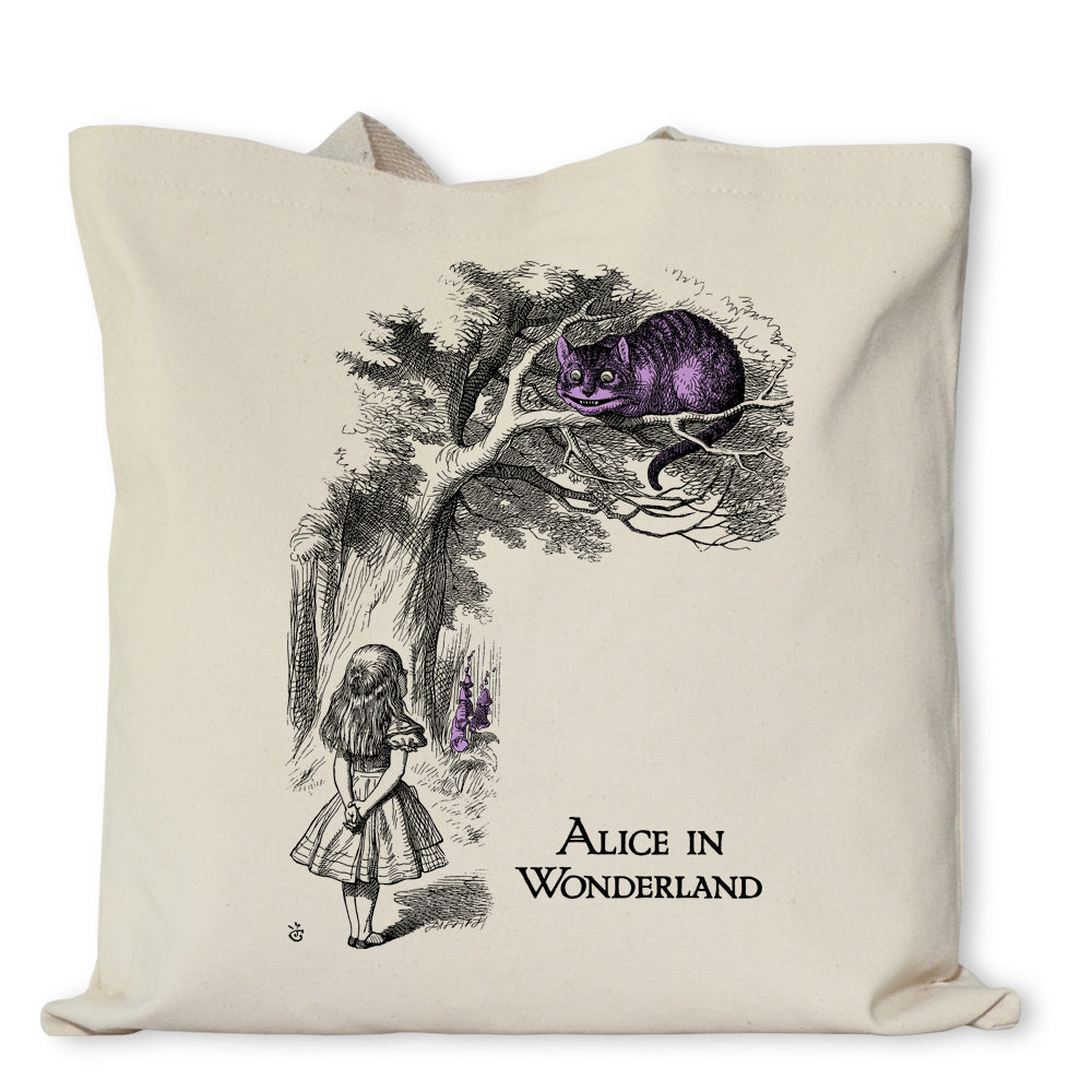 Alice & Cheshire Cat In Wonderland Tote Bag
