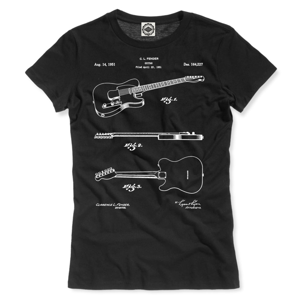 Fender Guitar Patent Women's T-Shirt in Black