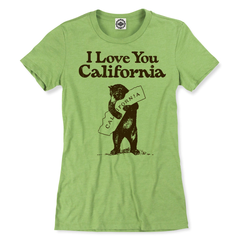 I Love You California Women's T-Shirt in Heather Green