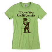 I Love You California Women's T-Shirt in Heather Green