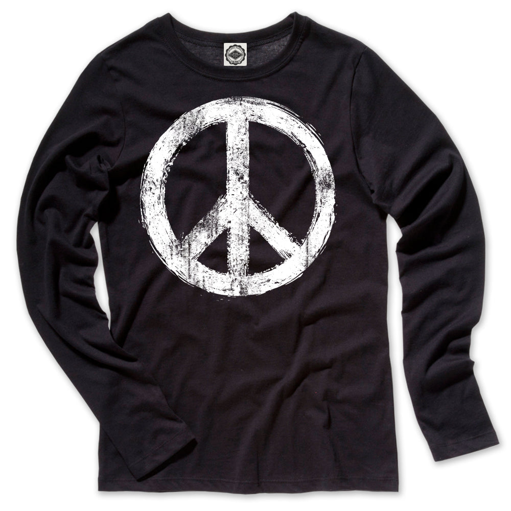 Peace Sign Women's Long Sleeve T-Shirt in Black