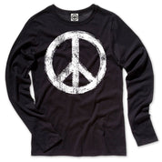 Peace Sign Women's Long Sleeve T-Shirt in Black