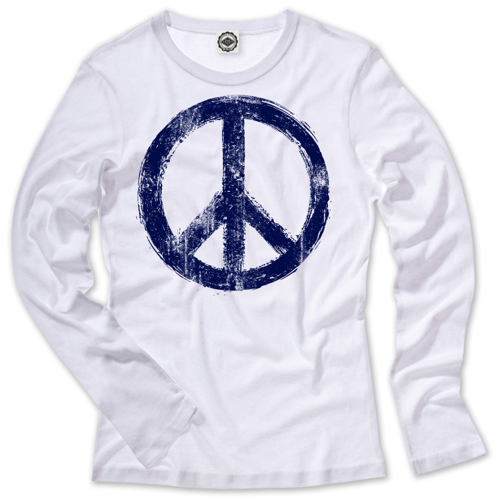 Peace Sign Women's Long Sleeve T-Shirt in White