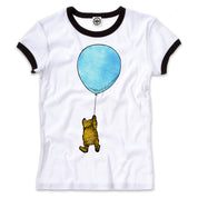 Winnie-The-Pooh With Balloon Women's Ringer Tee