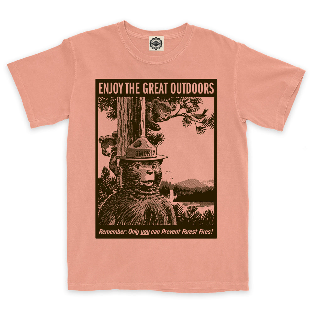 Smokey Bear "Enjoy The Great Outdoors" Men's Pigment Dyed Tee