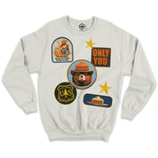 Smokey Bear Patches Unisex Crew Sweatshirt