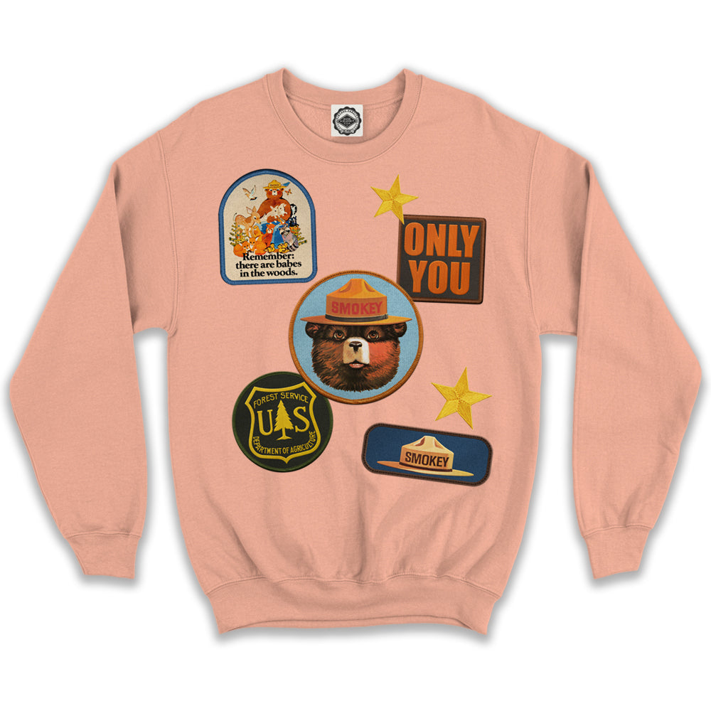 Smokey Bear Patches Unisex Crew Sweatshirt
