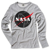 Black Official NASA Logo Kid's Long Sleeve T-Shirt in Black