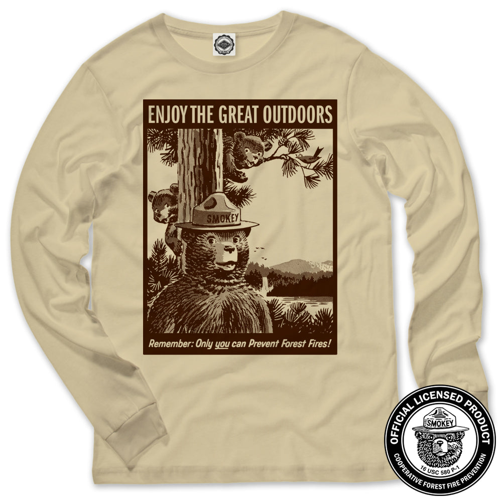 Smokey Bear "Enjoy The Great Outdoors" Men's Long Sleeve Tee