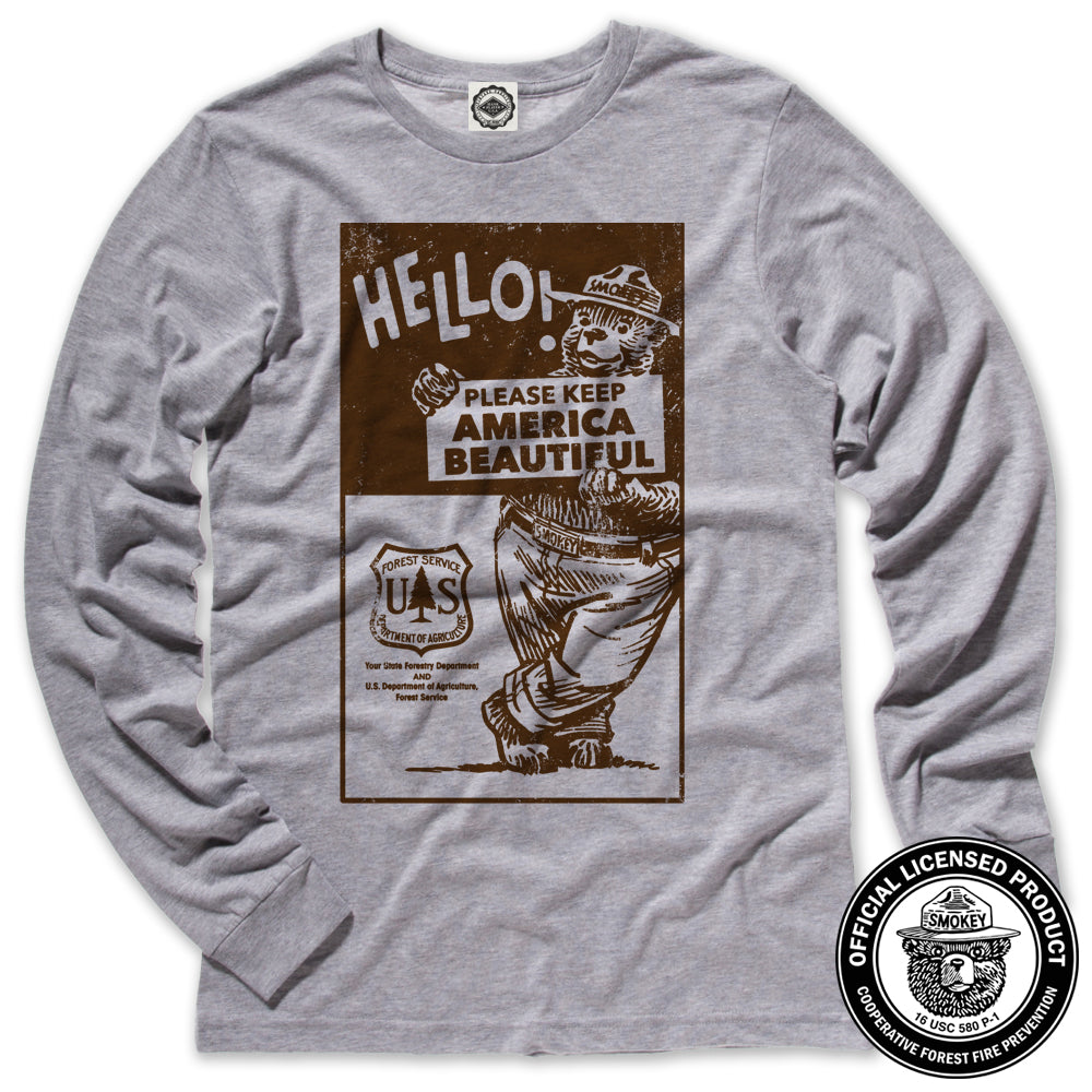 Smokey Bear "Please Keep America Beautiful" Men's Long Sleeve Tee