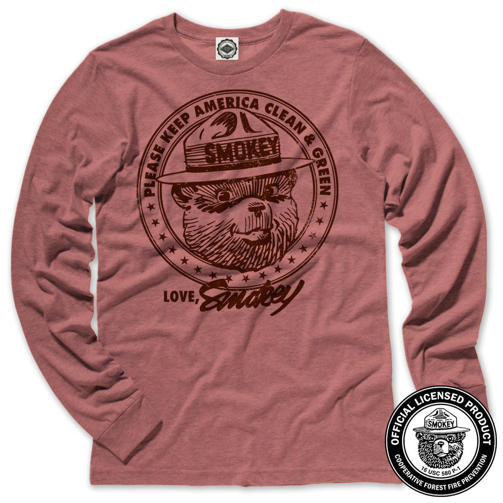 Smokey Bear "Keep America Clean & Green" Men's Long Sleeve Tee