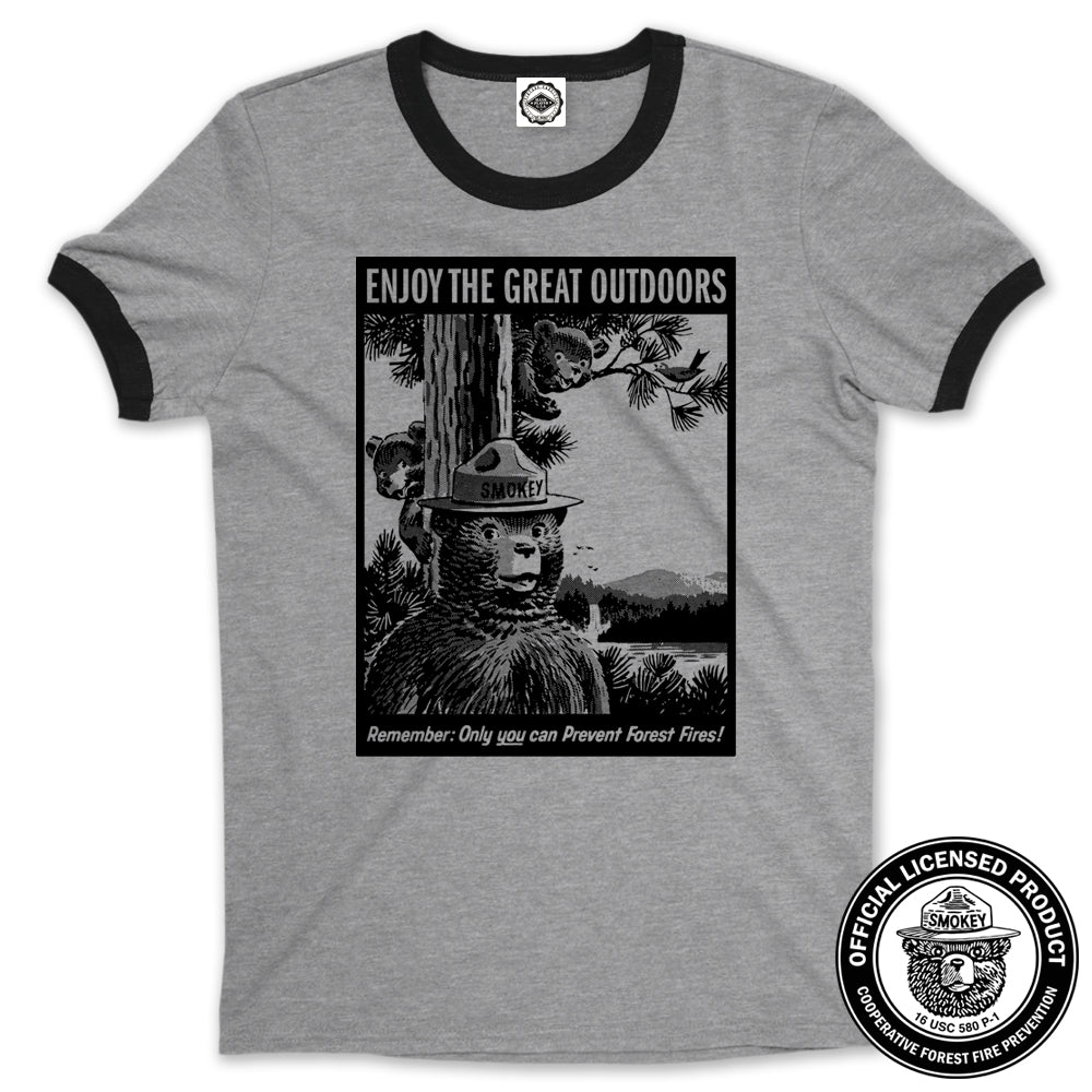 Smokey Bear "Enjoy The Great Outdoors" Men's Ringer Tee