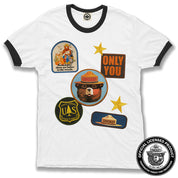 Smokey Bear Patches Men's Ringer Tee