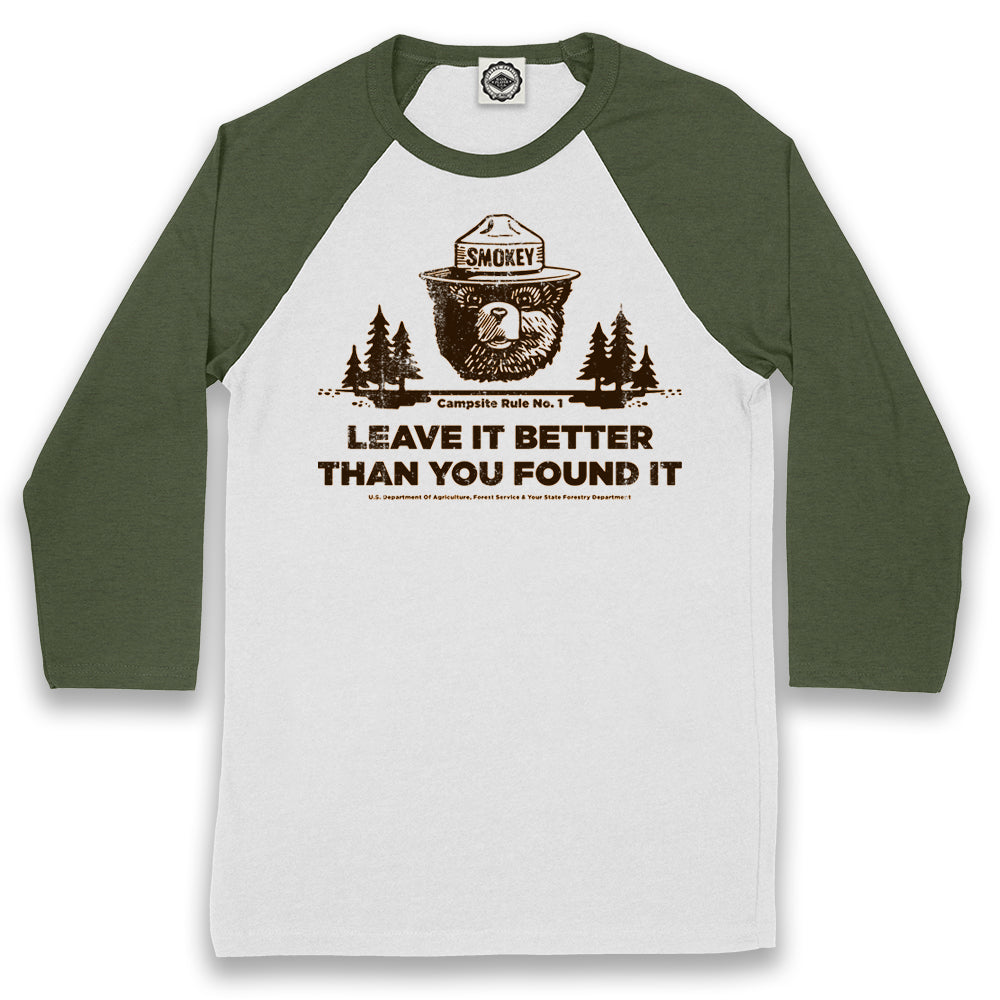 Smokey Bear's Campsite Rule Unisex Baseball Tee