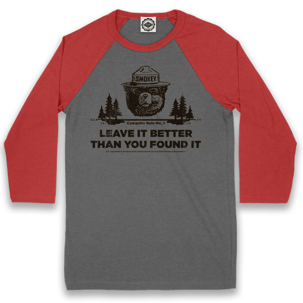 Smokey Bear's Campsite Rule Unisex Baseball Tee