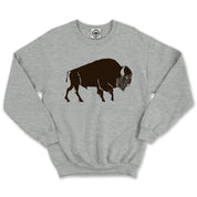 Buffalo/American Bison Unisex Crew Sweatshirt in Grey