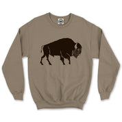 Buffalo/American Bison Unisex Crew Sweatshirt in Pigment Brown