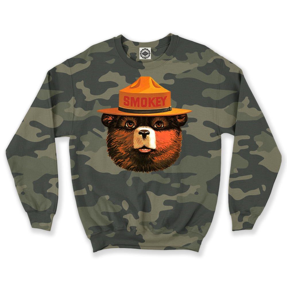 Multicolor Smokey Bear Unisex Crew Sweatshirt (Camouflage)