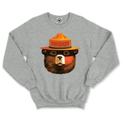 Multicolor Smokey Bear Unisex Crew Sweatshirt in Grey