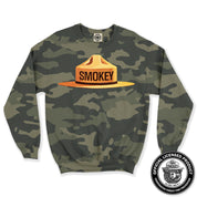 Multicolor Smokey Bear Ranger Hat Unisex Crew Sweatshirt (Camouflage)