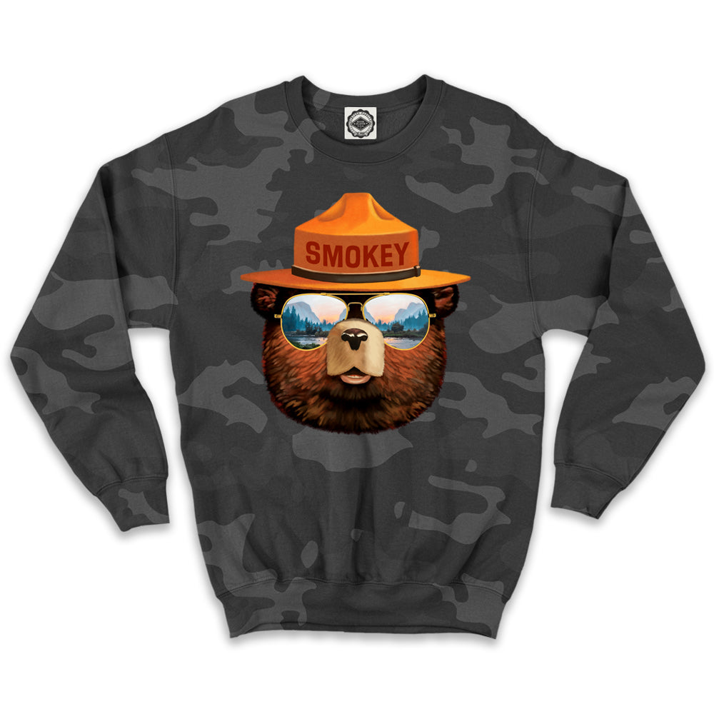 Smokey Bear Shades Unisex Crew Sweatshirt (Camouflage)