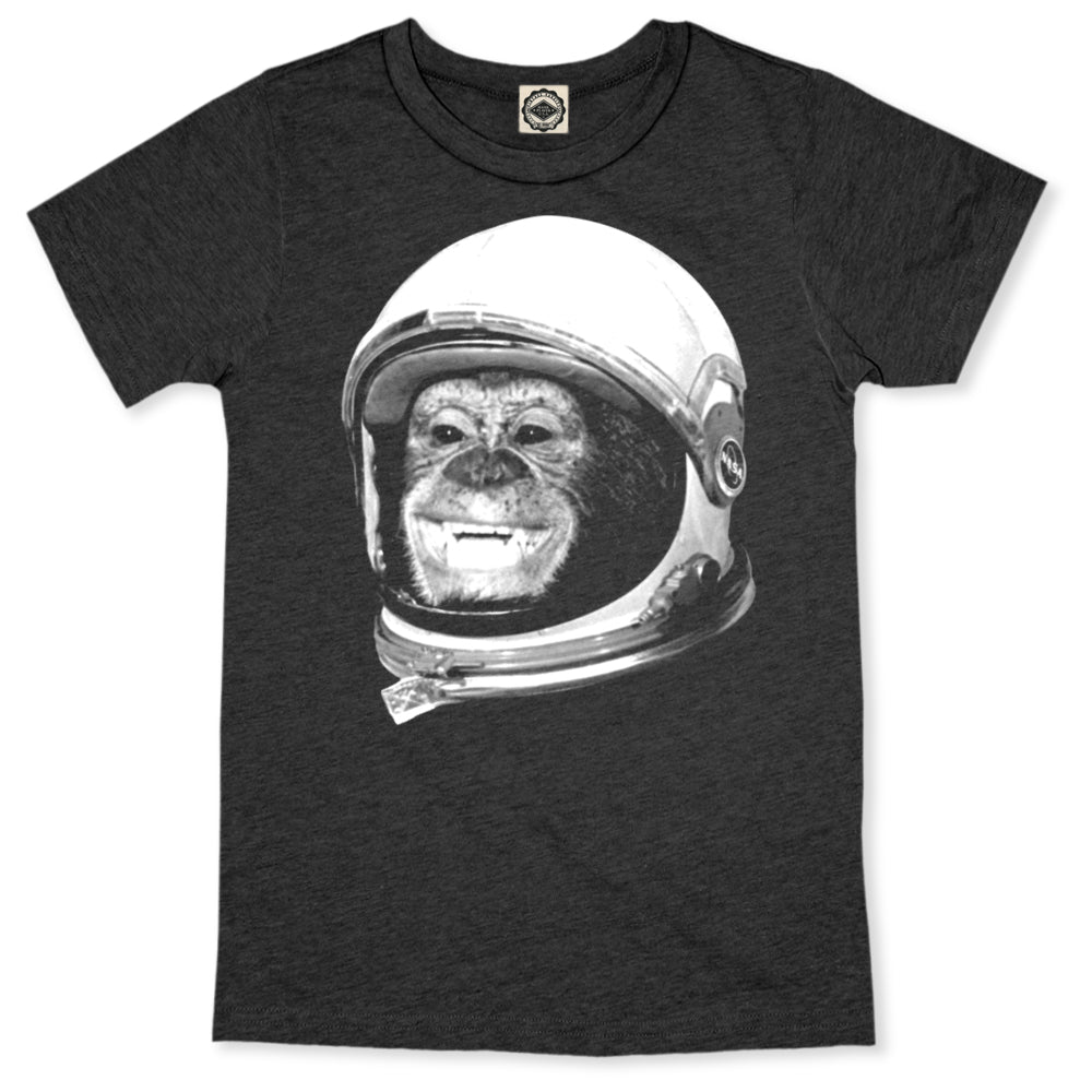 NASA Ham The Astrochimp Helmet Kid's T-Shirt in Charcoal