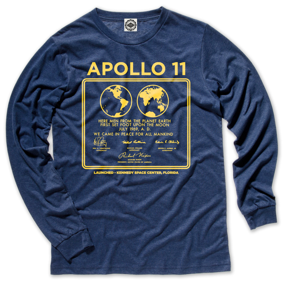 NASA Apollo 11 Plaque Men's Long Sleeve Tee