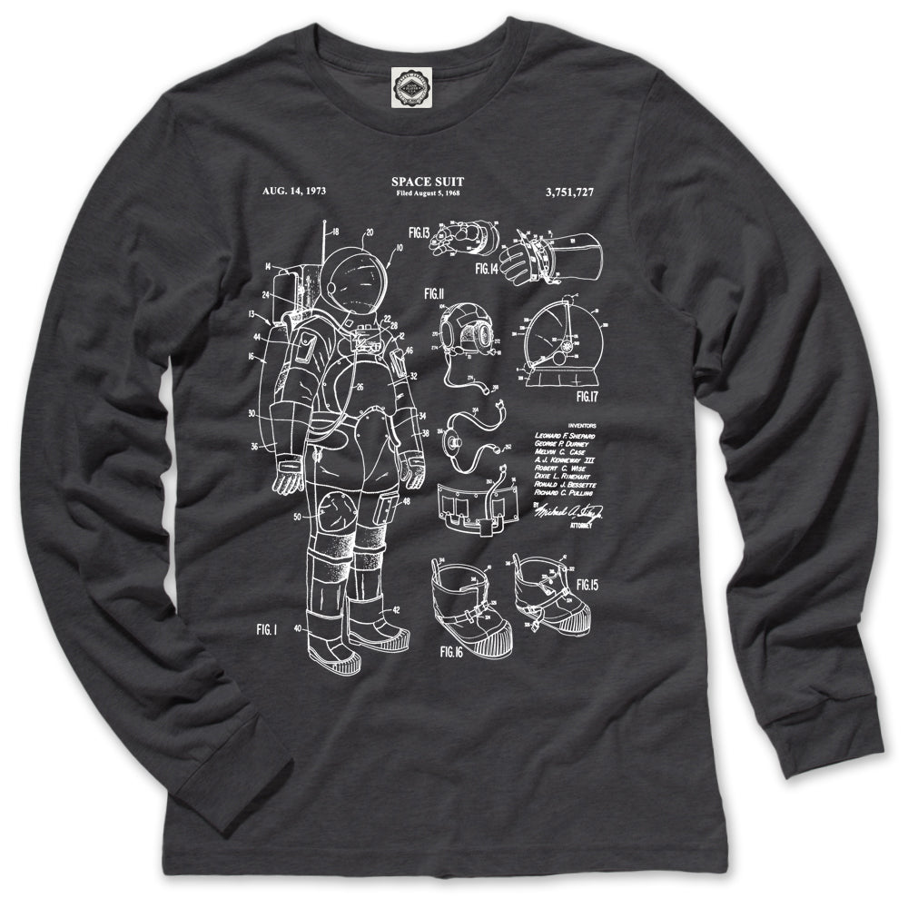 NASA Astronaut Space Suit Patent Men's Long Sleeve Tee